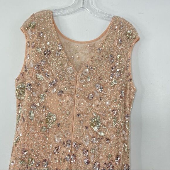 Mac Duggal 5500 Size 14 Floral Embellished Bateau Neck Formal Gown, Nude Silver - Picture 8 of 15